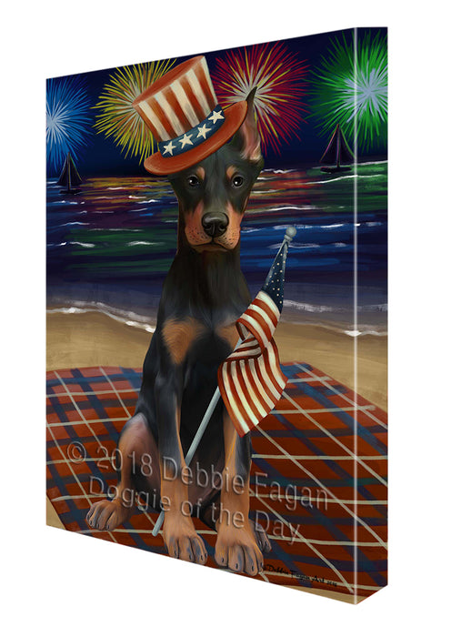 4th of July Independence Day Firework Doberman Pinscher Dog Canvas Wall Art CVS55713
