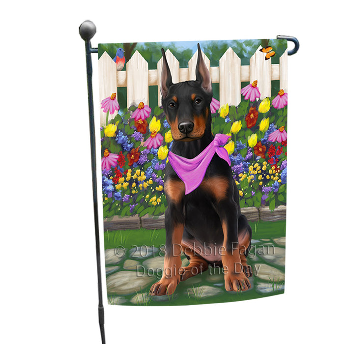 Spring Floral Doberman Pinscher Dog Garden Flag GFLG49701