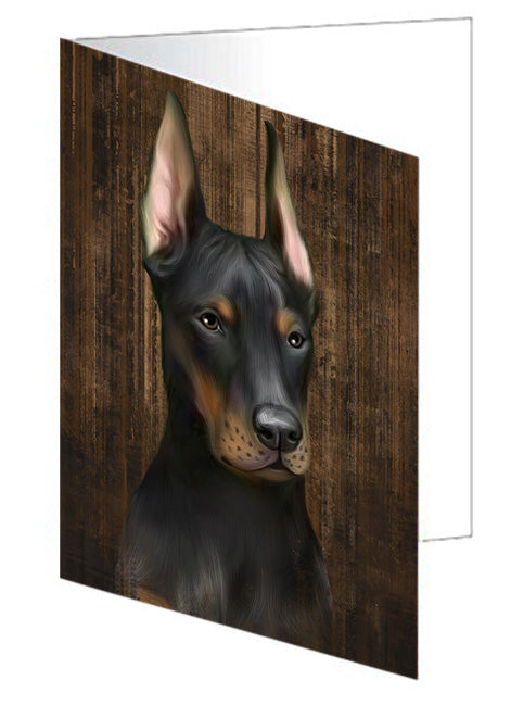 Rustic Doberman Pinscher Dog Handmade Artwork Assorted Pets Greeting Cards and Note Cards with Envelopes for All Occasions and Holiday Seasons GCD55244