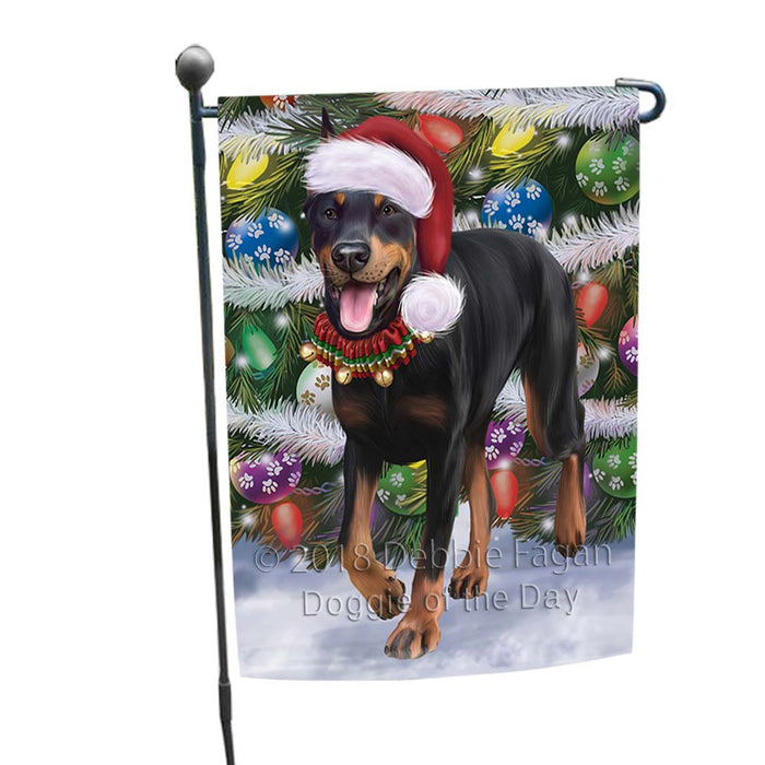 Trotting in the Snow Doberman Pinscher Dog Garden Flag GFLG55729