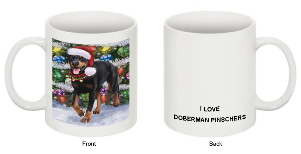 Trotting in the Snow Doberman Pinscher Dog Coffee Mug MUG50834