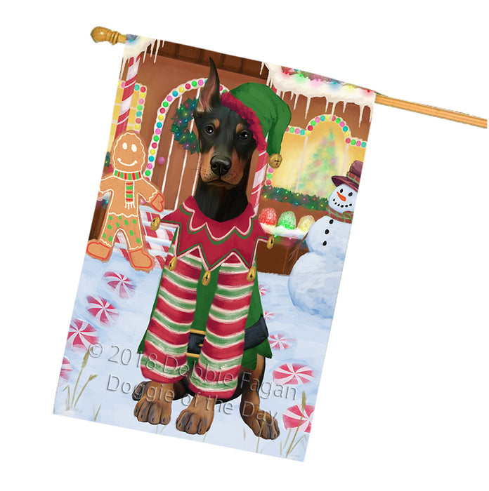 Christmas Gingerbread House Candyfest Doberman Pinscher Dog House Flag FLG57010