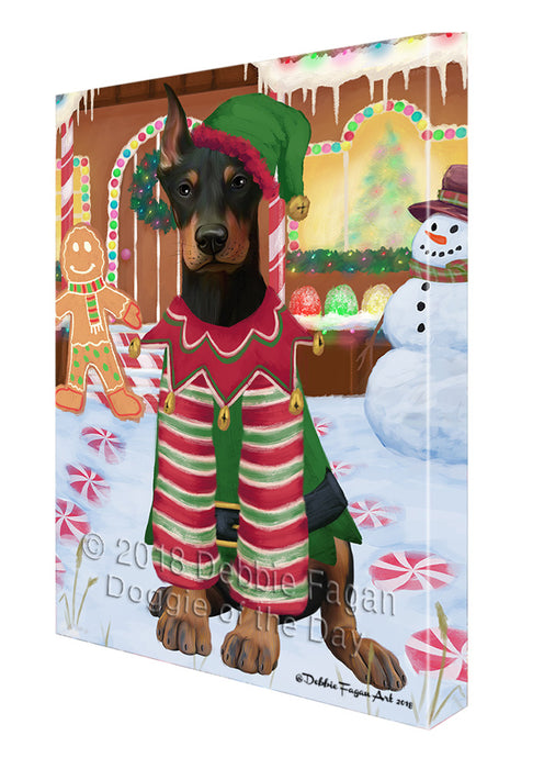 Christmas Gingerbread House Candyfest Doberman Pinscher Dog Canvas Print Wall Art Décor CVS129158