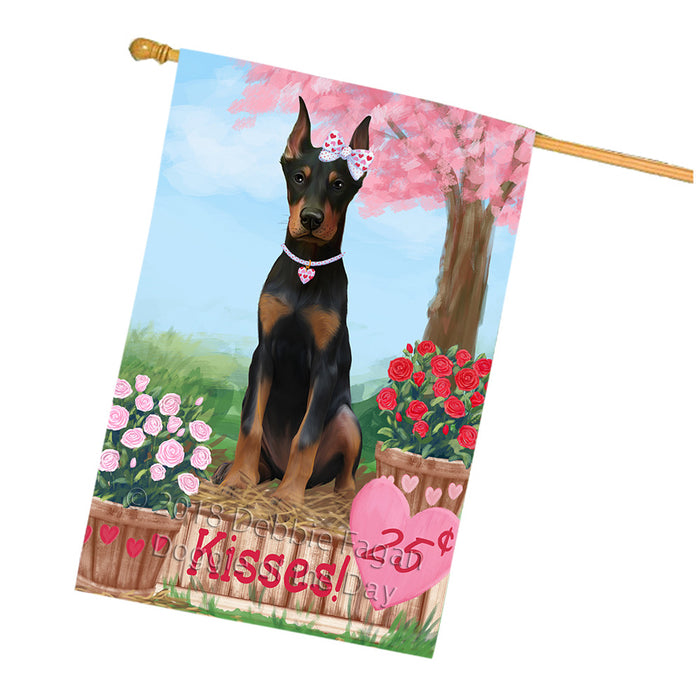 Rosie 25 Cent Kisses Doberman Pinscher Dog House Flag FLG56544