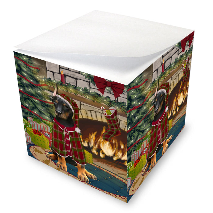 The Stocking was Hung Doberman Pinscher Dog Note Cube NOC53646