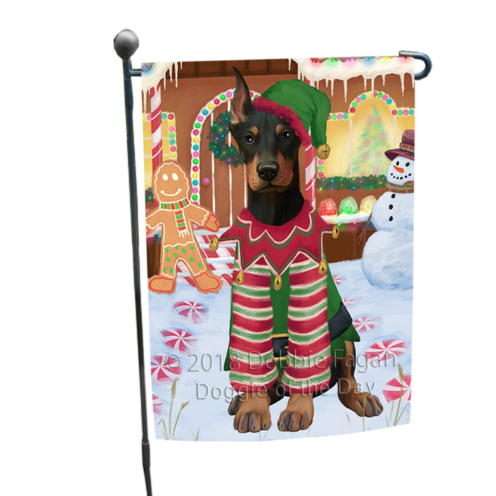 Christmas Gingerbread House Candyfest Doberman Pinscher Dog Garden Flag GFLG56874