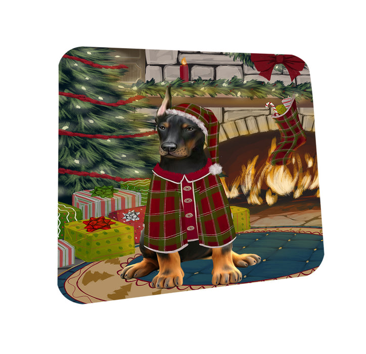 The Stocking was Hung Doberman Pinscher Dog Coasters Set of 4 CST55258