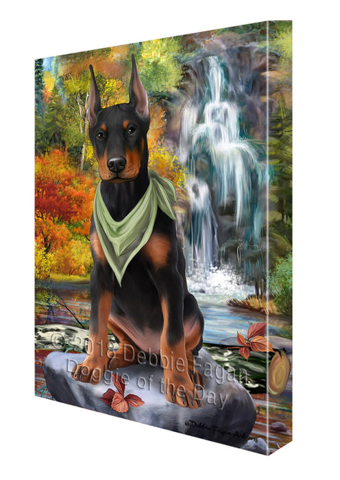 Scenic Waterfall Doberman Pinscher Dog Canvas Print Wall Art Décor CVS84176