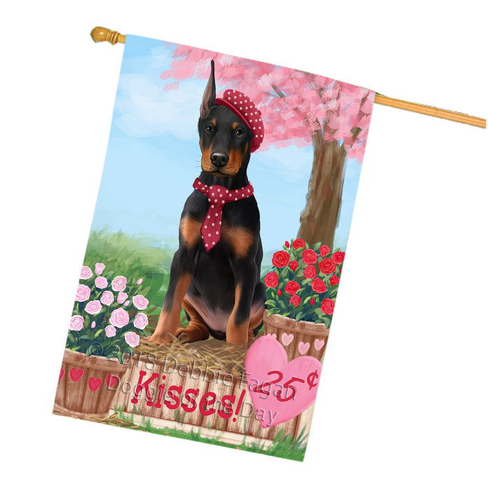 Rosie 25 Cent Kisses Doberman Pinscher Dog House Flag FLG56545