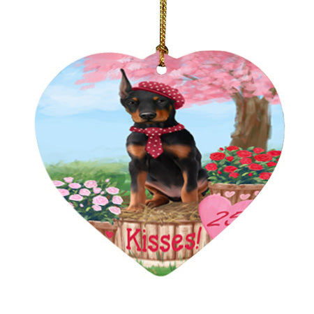 Rosie 25 Cent Kisses Doberman Pinscher Dog Heart Christmas Ornament HPOR56217
