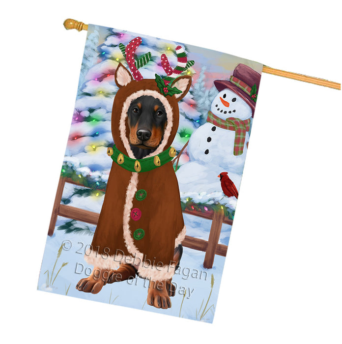 Christmas Gingerbread House Candyfest Doberman Pinscher Dog House Flag FLG57011
