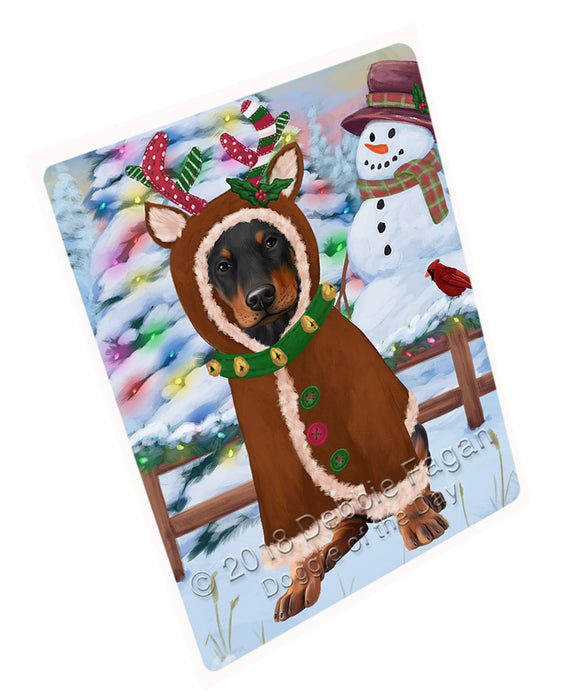 Christmas Gingerbread House Candyfest Doberman Pinscher Dog Large Refrigerator / Dishwasher Magnet RMAG100230