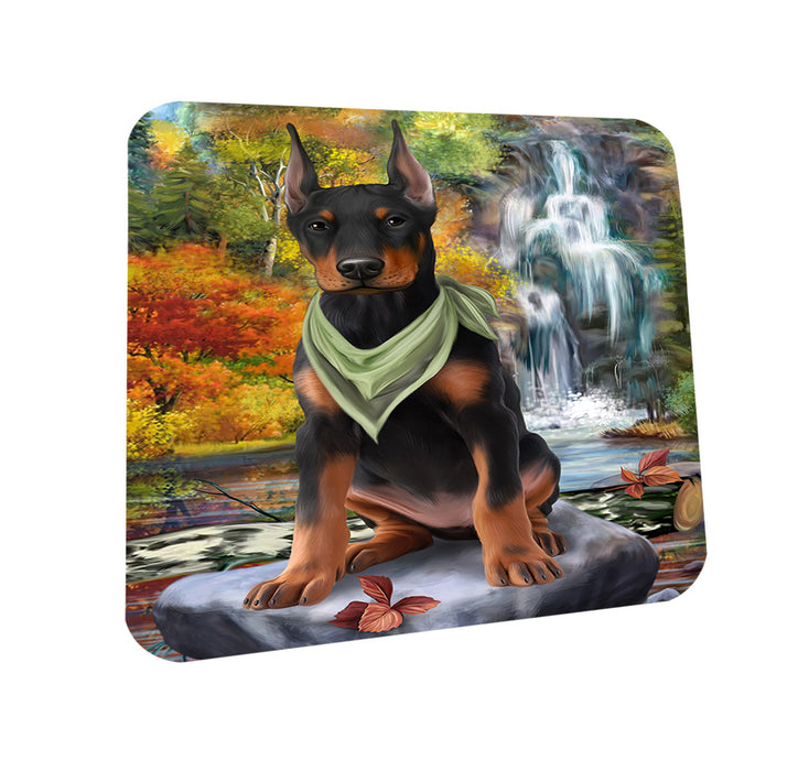 Scenic Waterfall Doberman Pinscher Dog Coasters Set of 4 CST51838