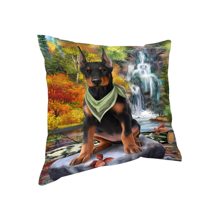 Scenic Waterfall Doberman Pinscher Dog Pillow PIL63880