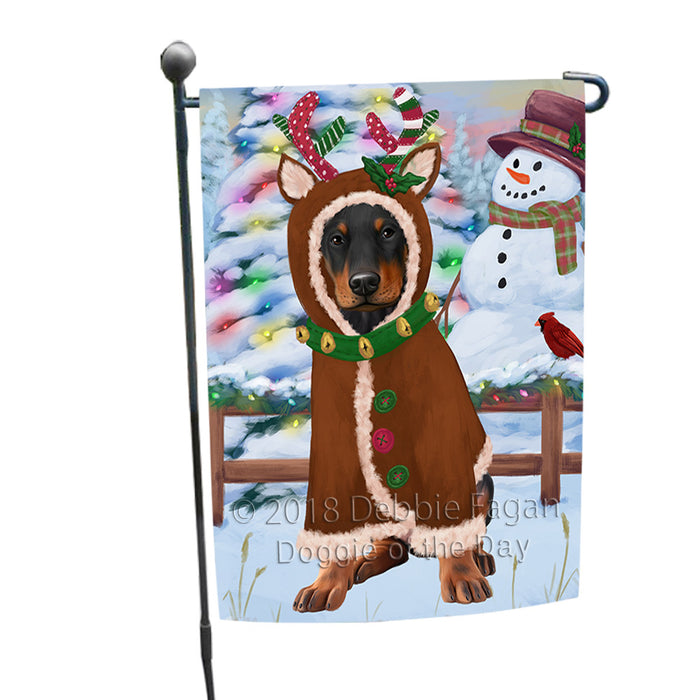 Christmas Gingerbread House Candyfest Doberman Pinscher Dog Garden Flag GFLG56875
