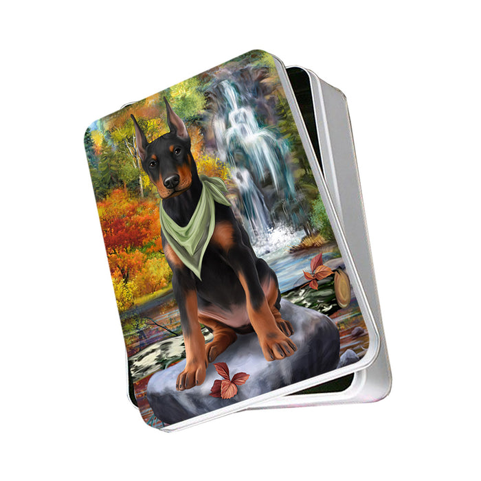 Scenic Waterfall Doberman Pinscher Dog Photo Storage Tin PITN51931