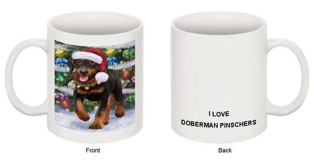 Trotting in the Snow Doberman Pinscher Dog Coffee Mug MUG50835