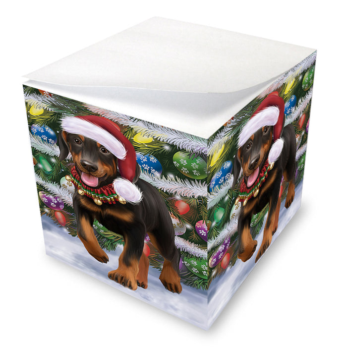 Trotting in the Snow Doberman Pinscher Dog Note Cube NOC53783