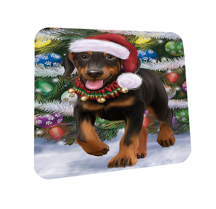 Trotting in the Snow Doberman Pinscher Dog Coasters Set of 4 CST55395