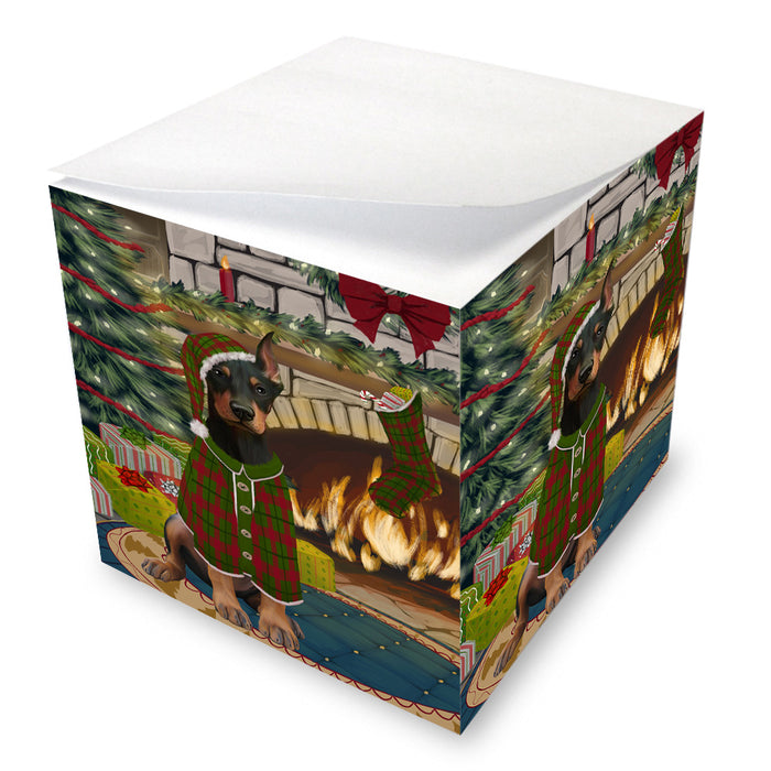 The Stocking was Hung Doberman Pinscher Dog Note Cube NOC53647