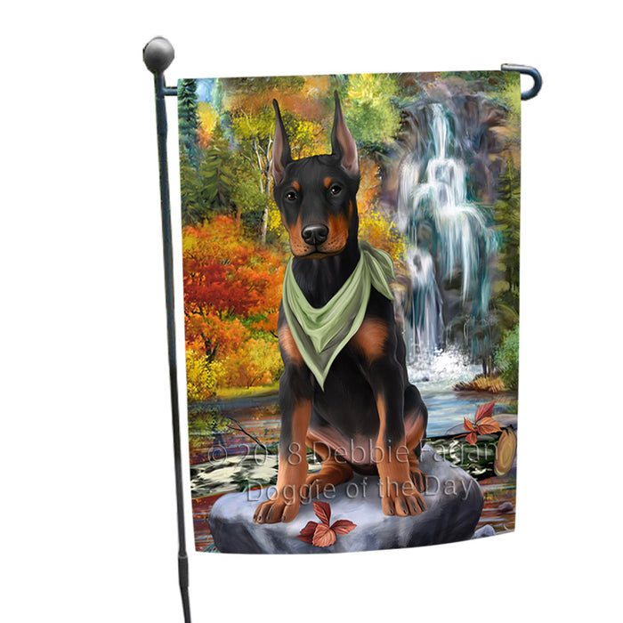 Scenic Waterfall Doberman Pinscher Dog Garden Flag GFLG51876