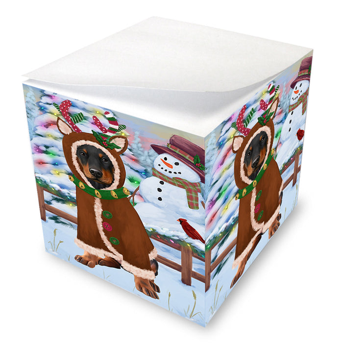 Christmas Gingerbread House Candyfest Doberman Pinscher Dog Note Cube NOC54399