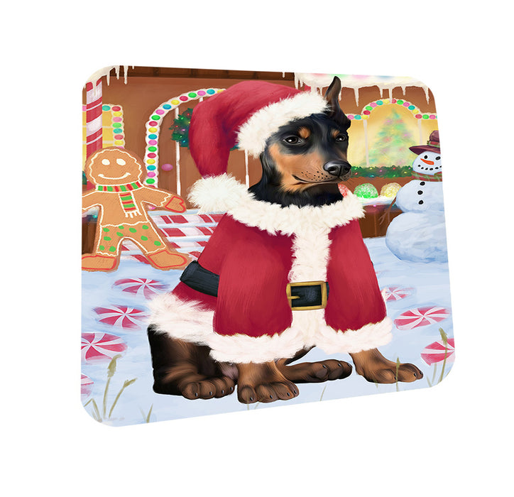 Christmas Gingerbread House Candyfest Doberman Pinscher Dog Coasters Set of 4 CST56286
