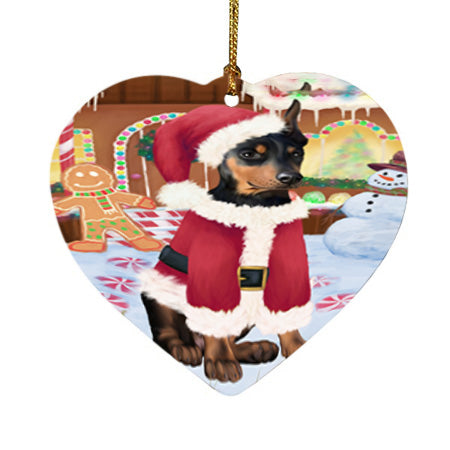 Christmas Gingerbread House Candyfest Doberman Pinscher Dog Heart Christmas Ornament HPOR56684