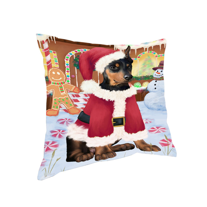 Christmas Gingerbread House Candyfest Doberman Pinscher Dog Pillow PIL79604