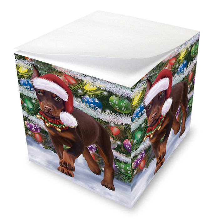 Trotting in the Snow Doberman Pinscher Dog Note Cube NOC53784