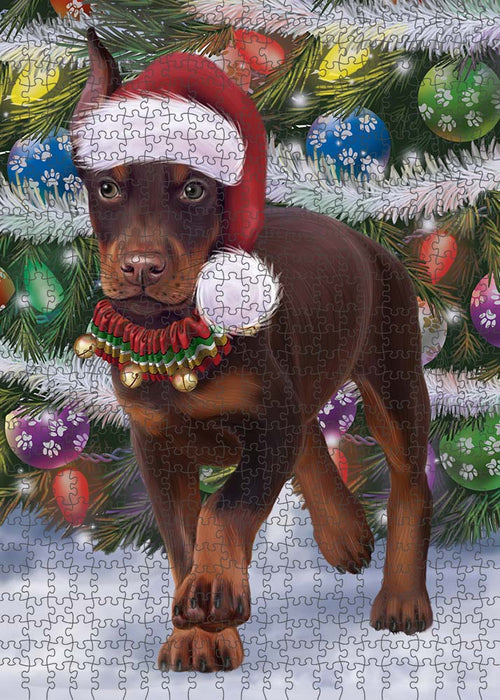 Trotting in the Snow Doberman Pinscher Dog Puzzle with Photo Tin PUZL89956