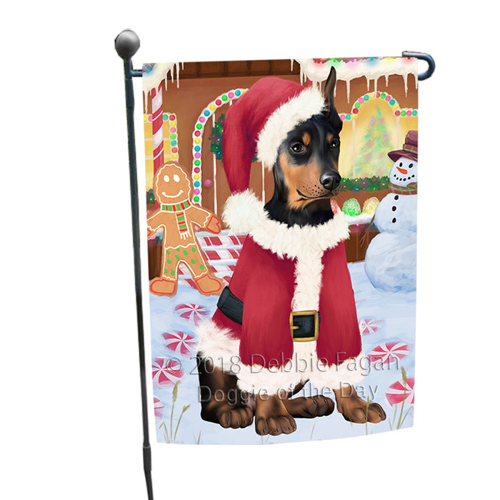 Christmas Gingerbread House Candyfest Doberman Pinscher Dog Garden Flag GFLG56876