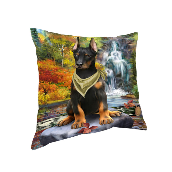 Scenic Waterfall Doberman Pinscher Dog Pillow PIL63884