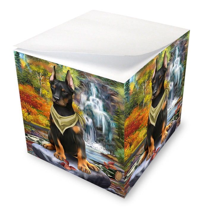 Scenic Waterfall Doberman Pinscher Dog Note Cube NOC51880