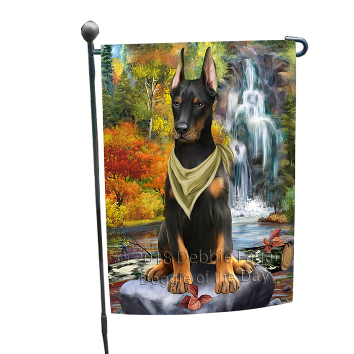 Scenic Waterfall Doberman Pinscher Dog Garden Flag GFLG51877