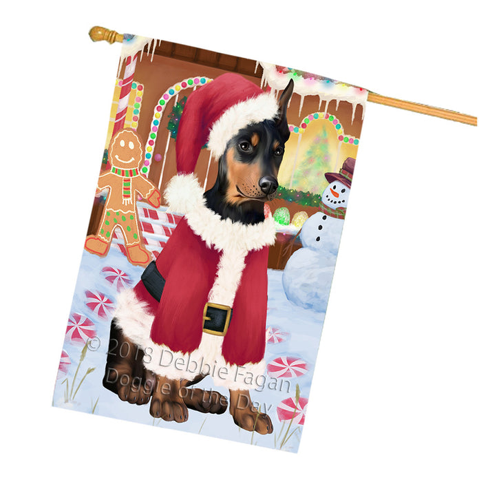 Christmas Gingerbread House Candyfest Doberman Pinscher Dog House Flag FLG57012