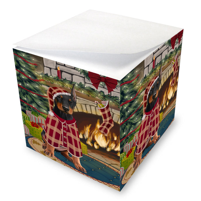 The Stocking was Hung Doberman Pinscher Dog Note Cube NOC53648