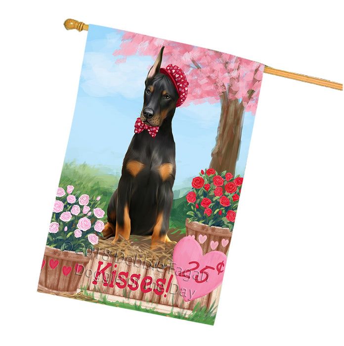 Rosie 25 Cent Kisses Doberman Pinscher Dog House Flag FLG56546