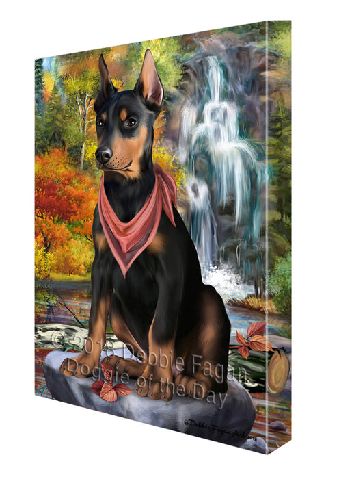 Scenic Waterfall Doberman Pinscher Dog Canvas Print Wall Art Décor CVS84194
