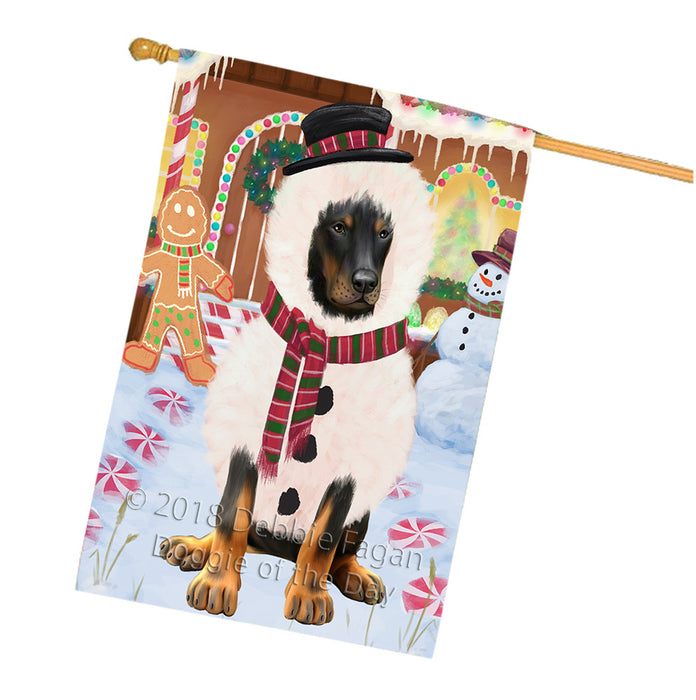 Christmas Gingerbread House Candyfest Doberman Pinscher Dog House Flag FLG57013