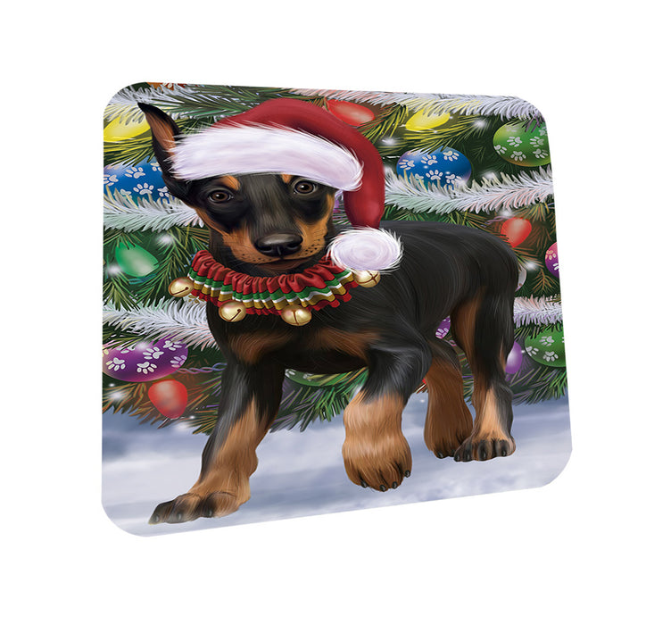 Trotting in the Snow Doberman Pinscher Dog Coasters Set of 4 CST55397