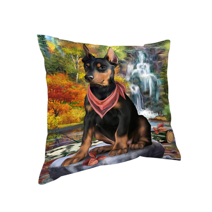 Scenic Waterfall Doberman Pinscher Dog Pillow PIL63888