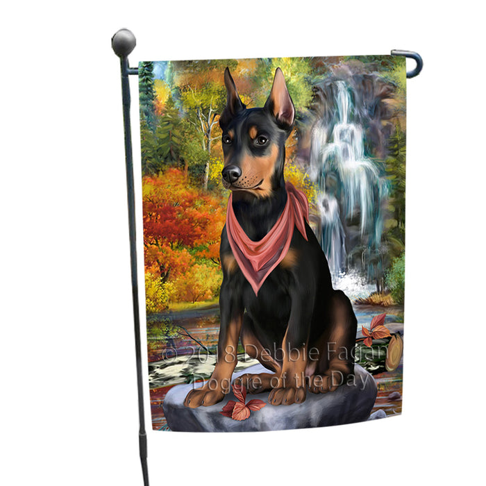 Scenic Waterfall Doberman Pinscher Dog Garden Flag GFLG51878