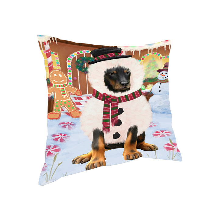 Christmas Gingerbread House Candyfest Doberman Pinscher Dog Pillow PIL79608