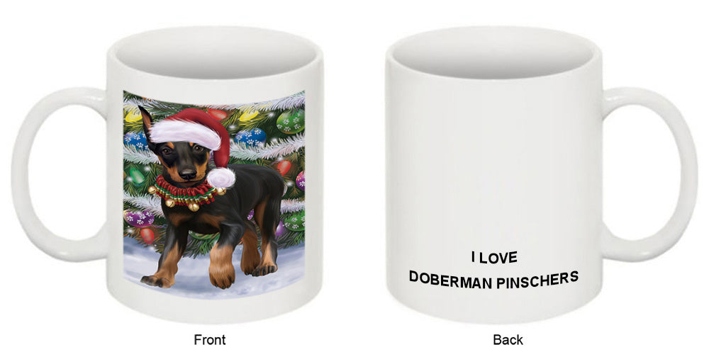Trotting in the Snow Doberman Pinscher Dog Coffee Mug MUG50837