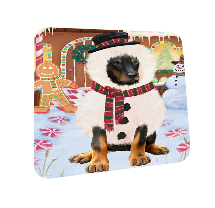 Christmas Gingerbread House Candyfest Doberman Pinscher Dog Coasters Set of 4 CST56287
