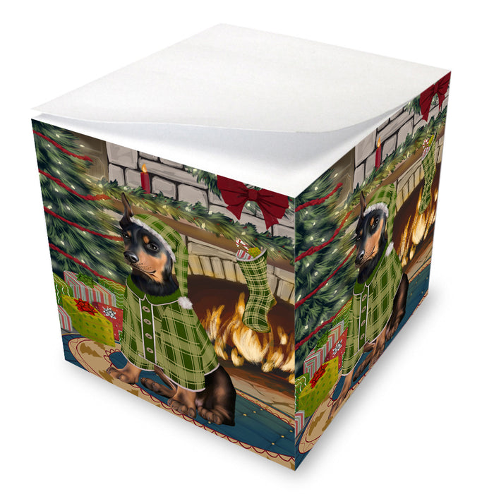 The Stocking was Hung Doberman Pinscher Dog Note Cube NOC53649