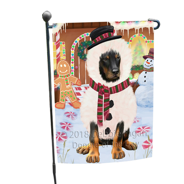 Christmas Gingerbread House Candyfest Doberman Pinscher Dog Garden Flag GFLG56877