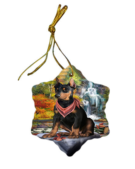 Scenic Waterfall Doberman Pinscher Dog Star Porcelain Ornament SPOR51872