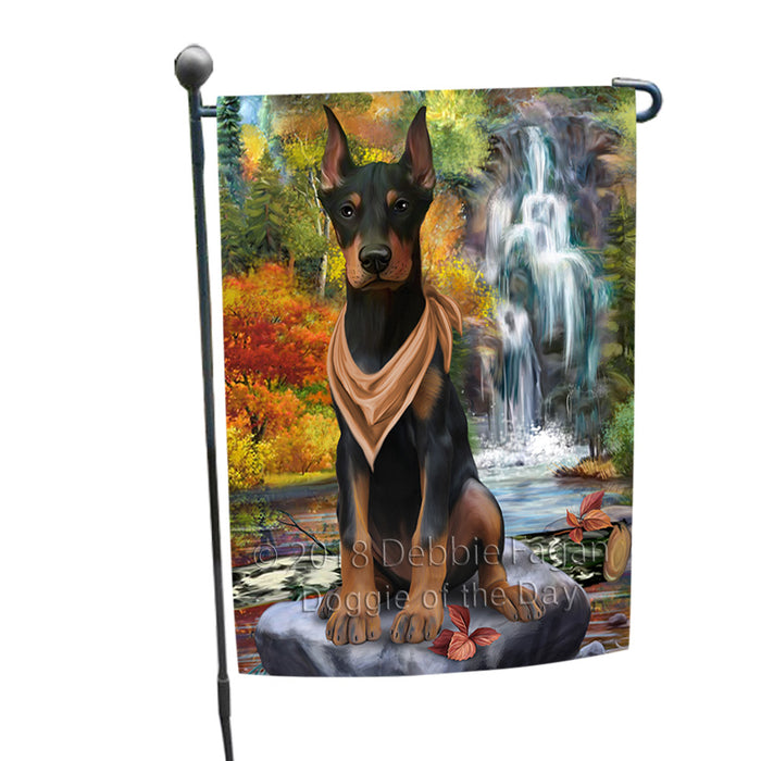 Scenic Waterfall Doberman Pinscher Dog Garden Flag GFLG51879